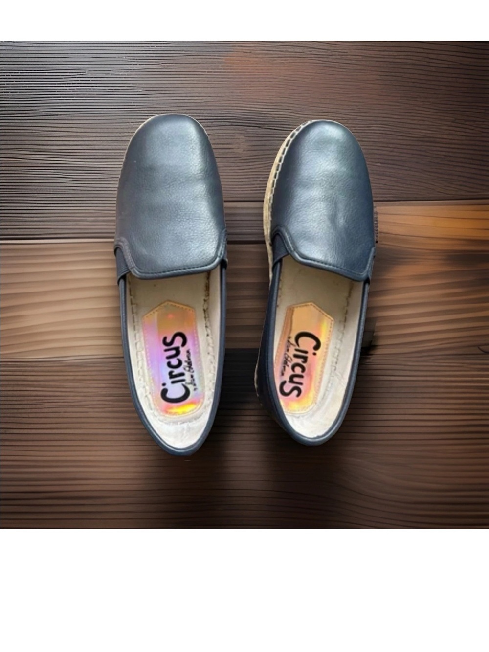 Circus by Sam Edelman Black Slip-On Loafers with Espadrille Trim